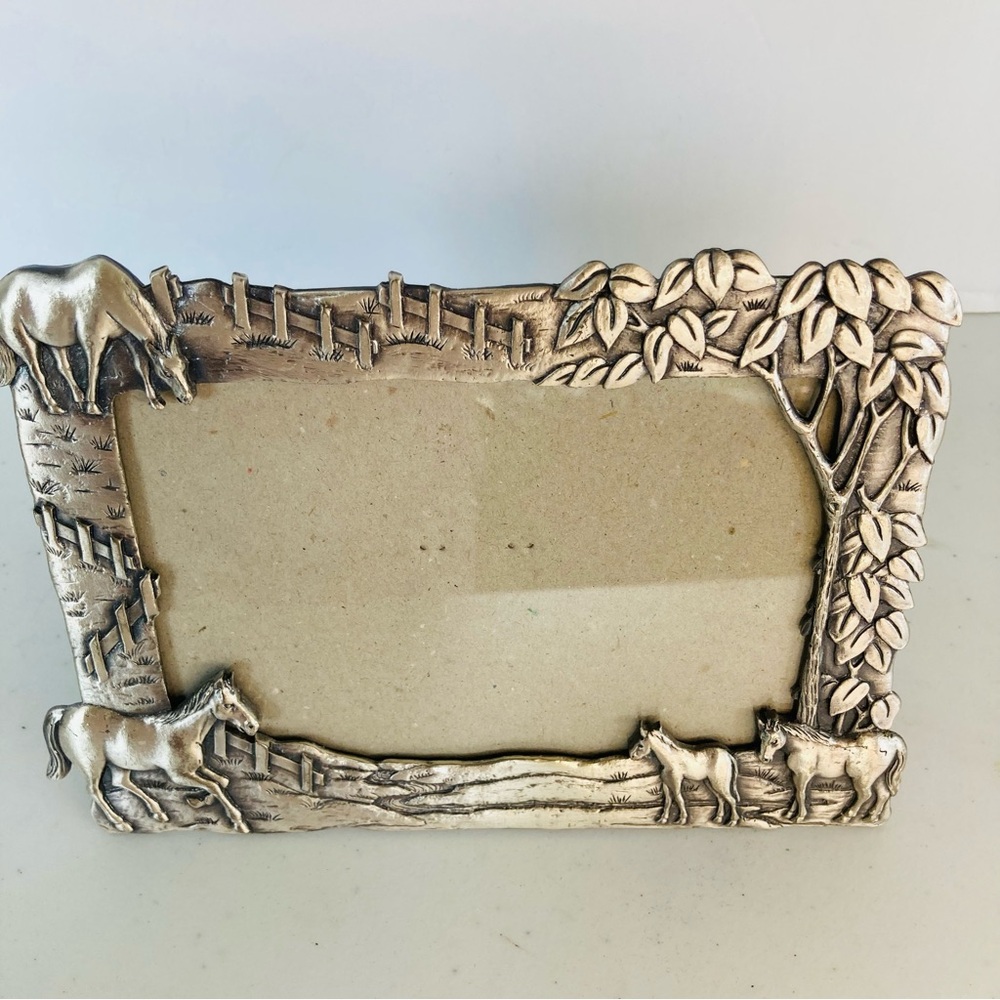 Pewter Frame 5x7 Fits 3.5x5 Photo Western Rodeo Horsemanship Pony Horses Cowboy